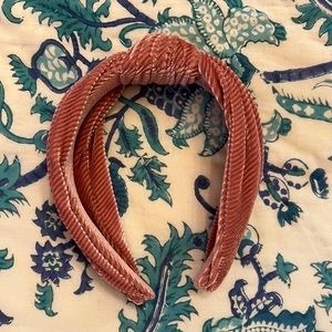 Pink Ribbed Velvet Knotted Headband